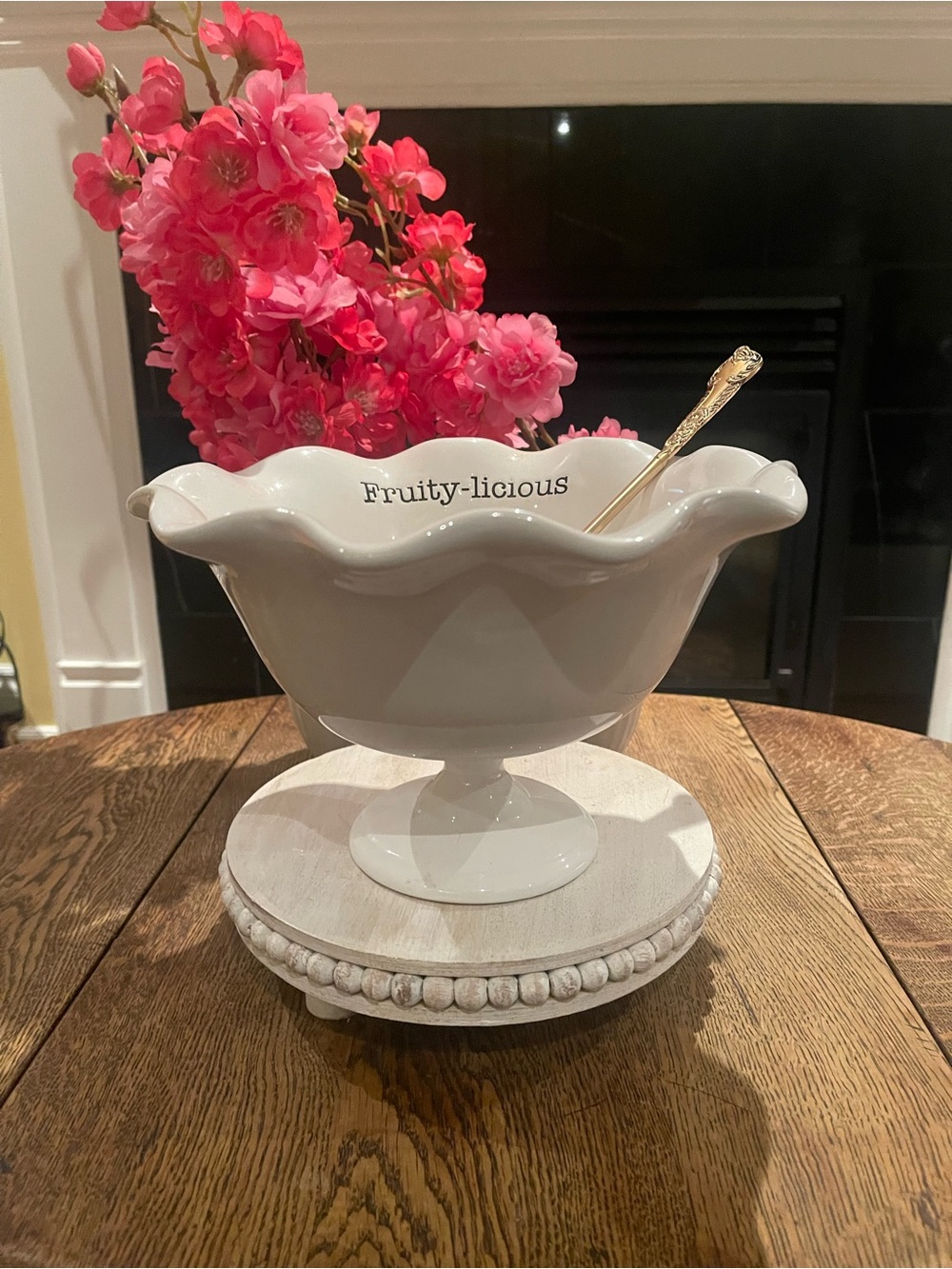 Mud Pie Ceramic Footed Fruit Salad Bowl